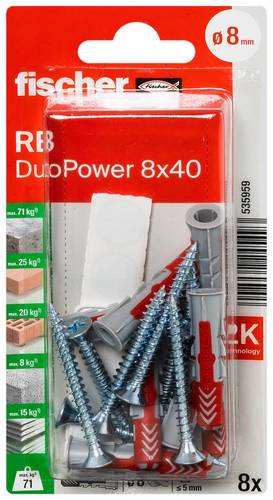 Fischer 535959 DuoPower 8 x 40 RB K NV Montage-Set 40mm 8mm 1 Set
