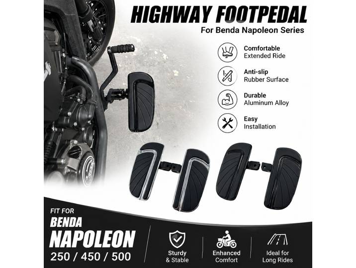 1 jeu de pédales avant antidérapantes modifiées de style rétro pour Benda Napoleon 250, 450 et 500