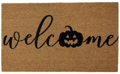 Northlight "Natural Coir Pumpkin ""Welcome"" Halloween Doormat 18"" x 30"" - 30"
