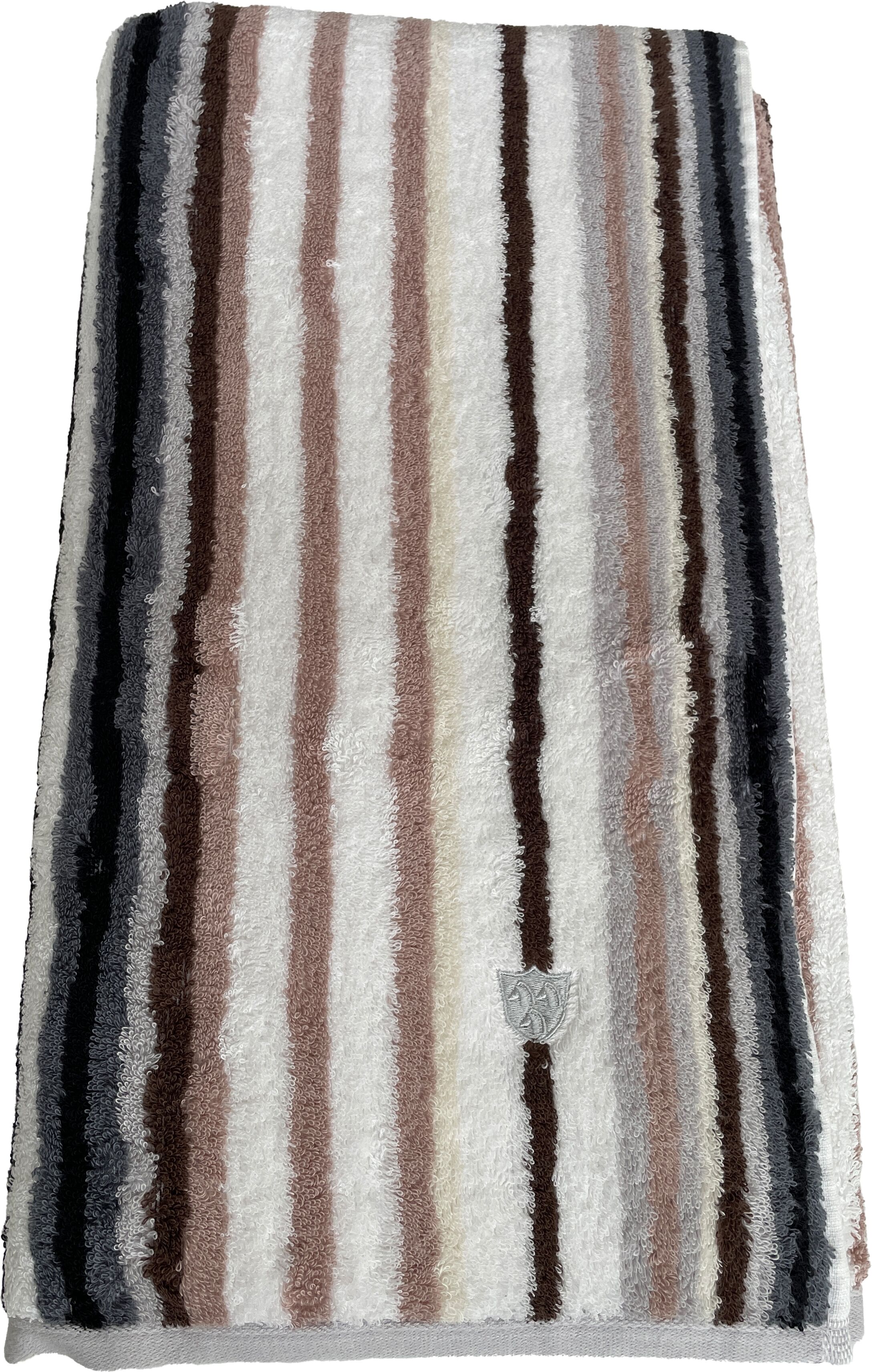 Saunatuch ROSS "Multicolor", grau (anthrazit), B:80cm L:200cm, Frottier, Baumwolle, Handtücher, Saunatuch, mit Streifen und gesticktem ROSS-Emblem anthrazit B/L: 80cmx200cm, 1 Stk., Frottier