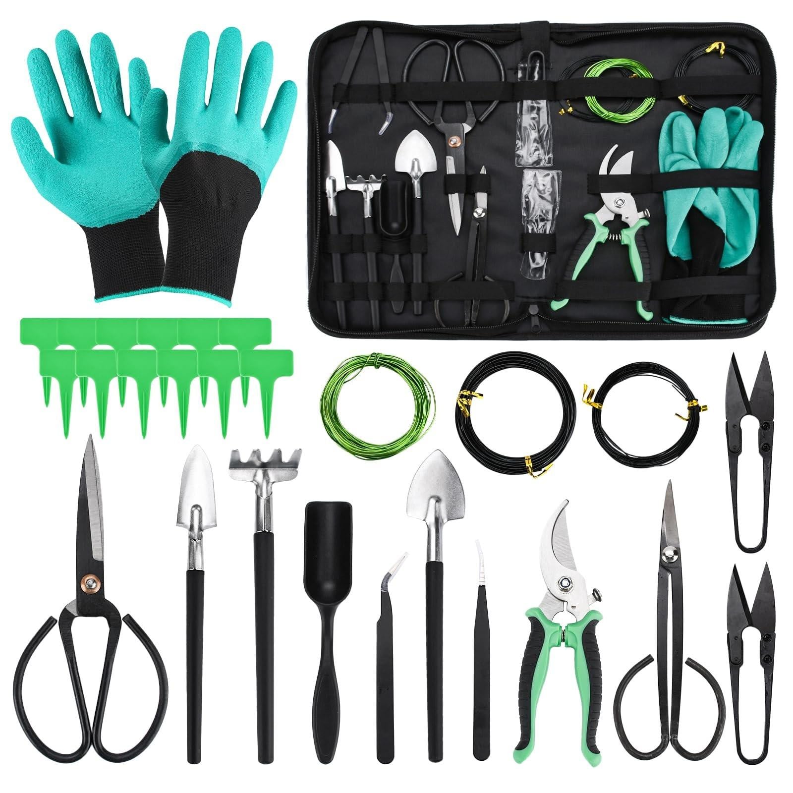 Merkloze Bonsai Gereedschap Set - 28-Delige Tuinset voor Professionele Zorg
