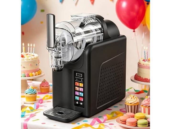 AityBuy Slush-EIS-Maschine, 7-in-1-Slush-Eis-Maschine, Softeismaschine Mit Einem Oder Zwei Rührköpfen, 2-Liter- Oder 4-Liter-Tanks, Touchpanel Mit Automatischer Reinigungsfunktion SingleBowl-Black