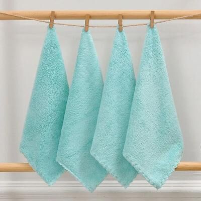 Uplift Picks Soft Coral Fleece Hand Towels For Kids Face Kitchen And Bath green 5 Pcs 24x24 Cm