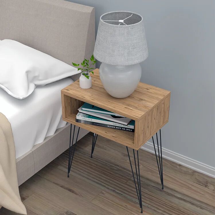 garneroarredamenti Set 2 comodini 45x59h cm moderni design industrial rovere Jamar
