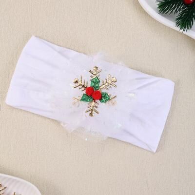 Tiny Tots Teens Trends Gauze Snowflake Christmas Tree Hairbands For Kids, Baby Girls Nylon Christmas Headbands, Girls Green Red Newborn Hair 4
