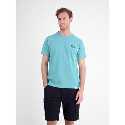 T-Shirt LERROS "Baumwoll-T-Shirt mit bequemem Rundhalsausschnitt und Print", Herren, Gr. XL, reef blau, 100% Baumwolle, Rundhals, Shirts T-Shirt