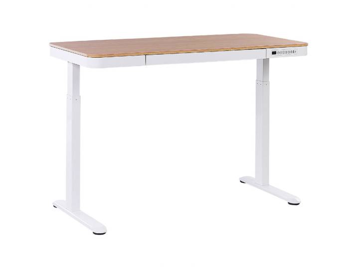SCHREIBTISCH 120x60 cm elektrisch Weiß/Heller Holzfarbton Kenly
