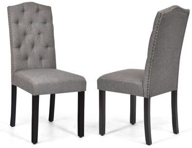 Costway Set of 2 Tufted Upholstered Dining Chairs-Gray