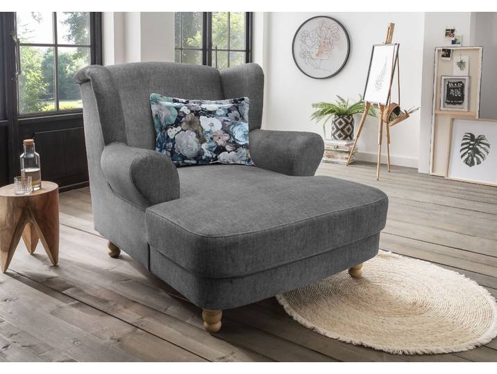 Loveseat HOME AFFAIRE Tassilo Big Mega Ohrensessel, viel Platz und bequem, Breite 121cm , schwarz (asche), B:121cm H:107cm T:147cm, 100% Polyester, Sessel, Loveseat