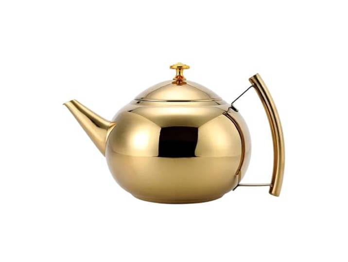 Gold Silber Edelstahl Teekanne Home Küche Tee Café Kaffee Shop Wasser Wasserkocher Lange Mund Machen Kaffee(1.5L,Gold)