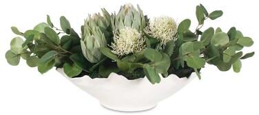 "Uttermost Protea Blooms White Bowl Centerpiece - 24.00"" W x 12.00"" H x 16.00"" D"