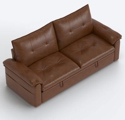 The Right Path 70.9 Inch Cognac Faux Leather Convertible Loveseat Sleeper