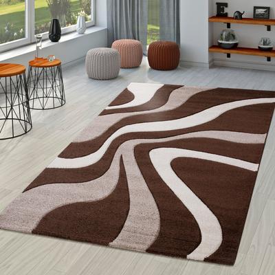 Paco Home Designer Area Rug with Contour Cut and Modern Wave Pattern