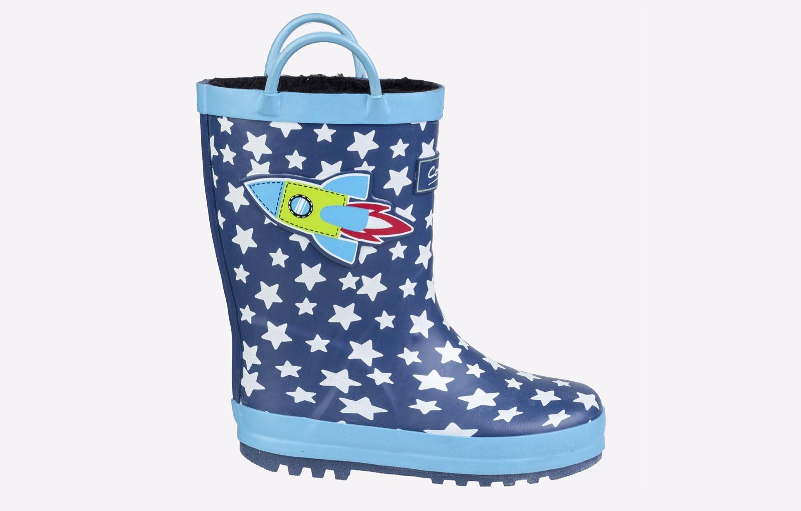 Cotswold Sprinkle Rubberen Donkerblauwe En Witte Regenlaarzen
