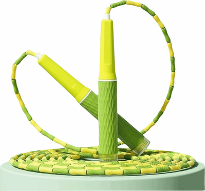 Market Central Adjustable Bamboo Stem Jump Rope With Soft Beads For Fitness Training And Beginners green