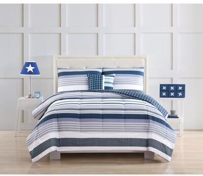 My World Mason Stripe Comforter Set with Bonus Decorative Pillow