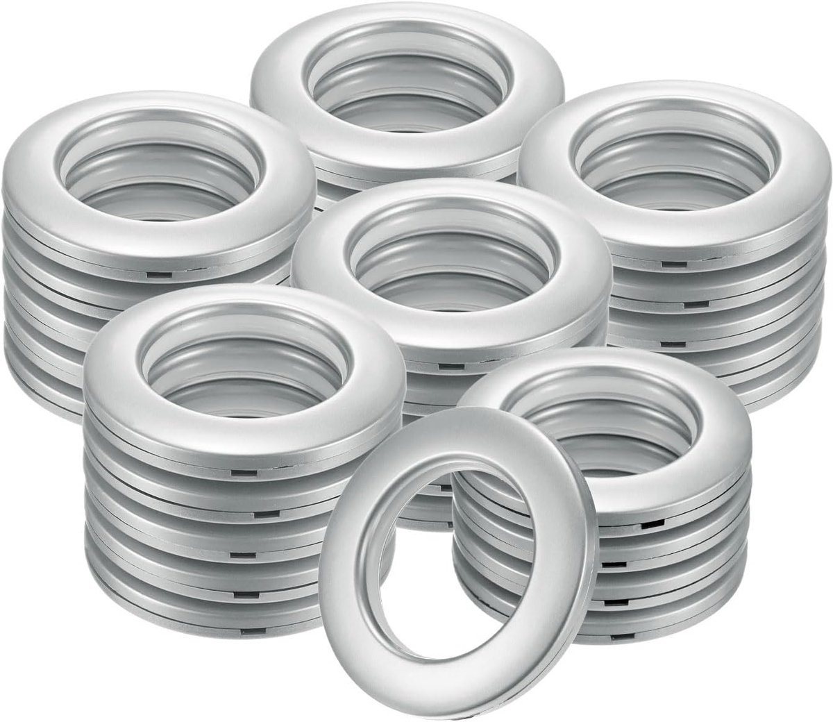 METERXITY Set van 25 plastic gordijnringen met clip, binnendiameter 1-9/16 inch, mat zilver