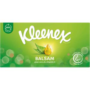 Kleenex Taschentücher Balsam mit Aloe Vera & Vitamin E, Box, Zellstoff, 4-lagig, mit Ringelblumenbalsam, 56 Tücher