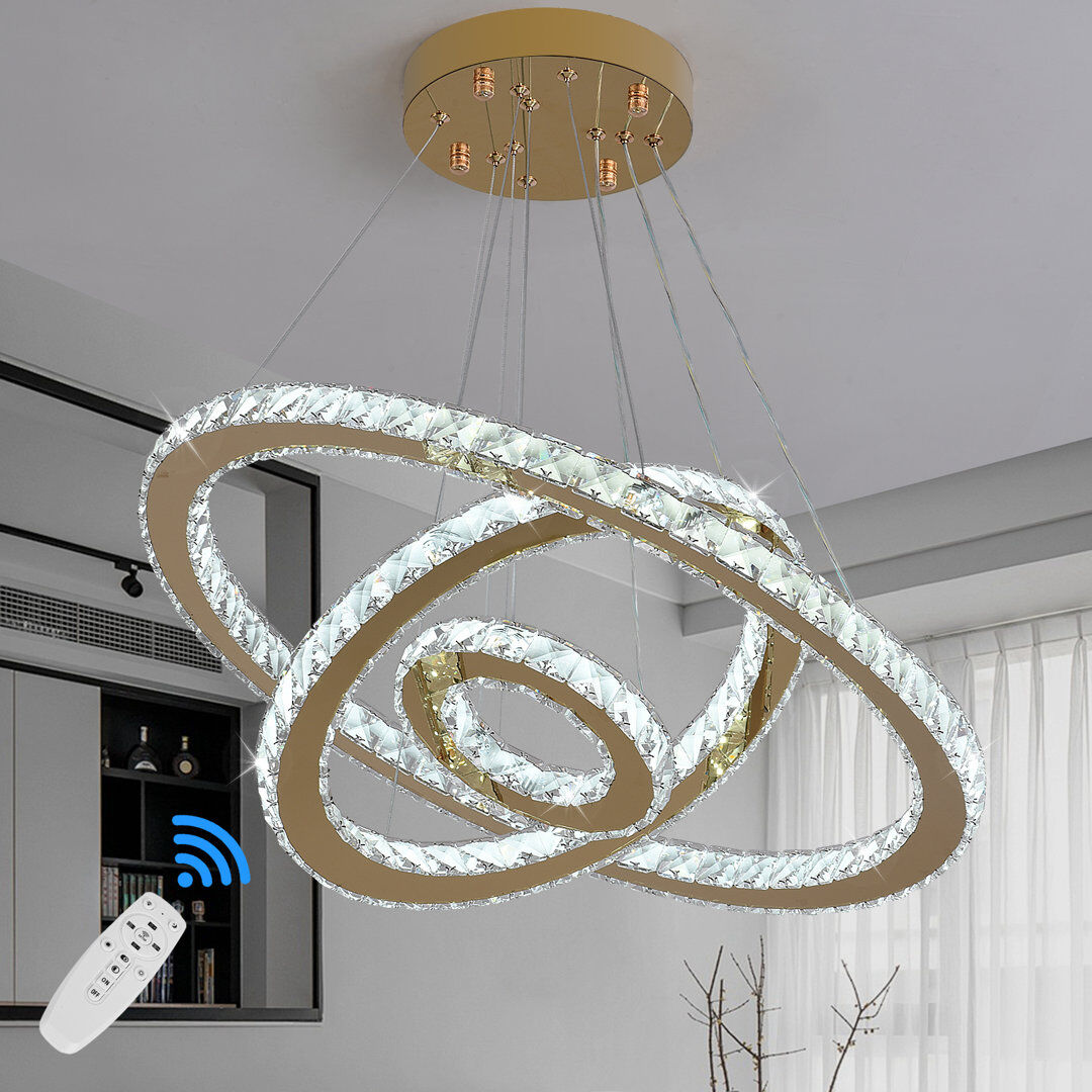 Fairmont Park Lowellville 3 - Light Crystal LED Chandelier Gold 120cm H X 60cm W X 60cm D