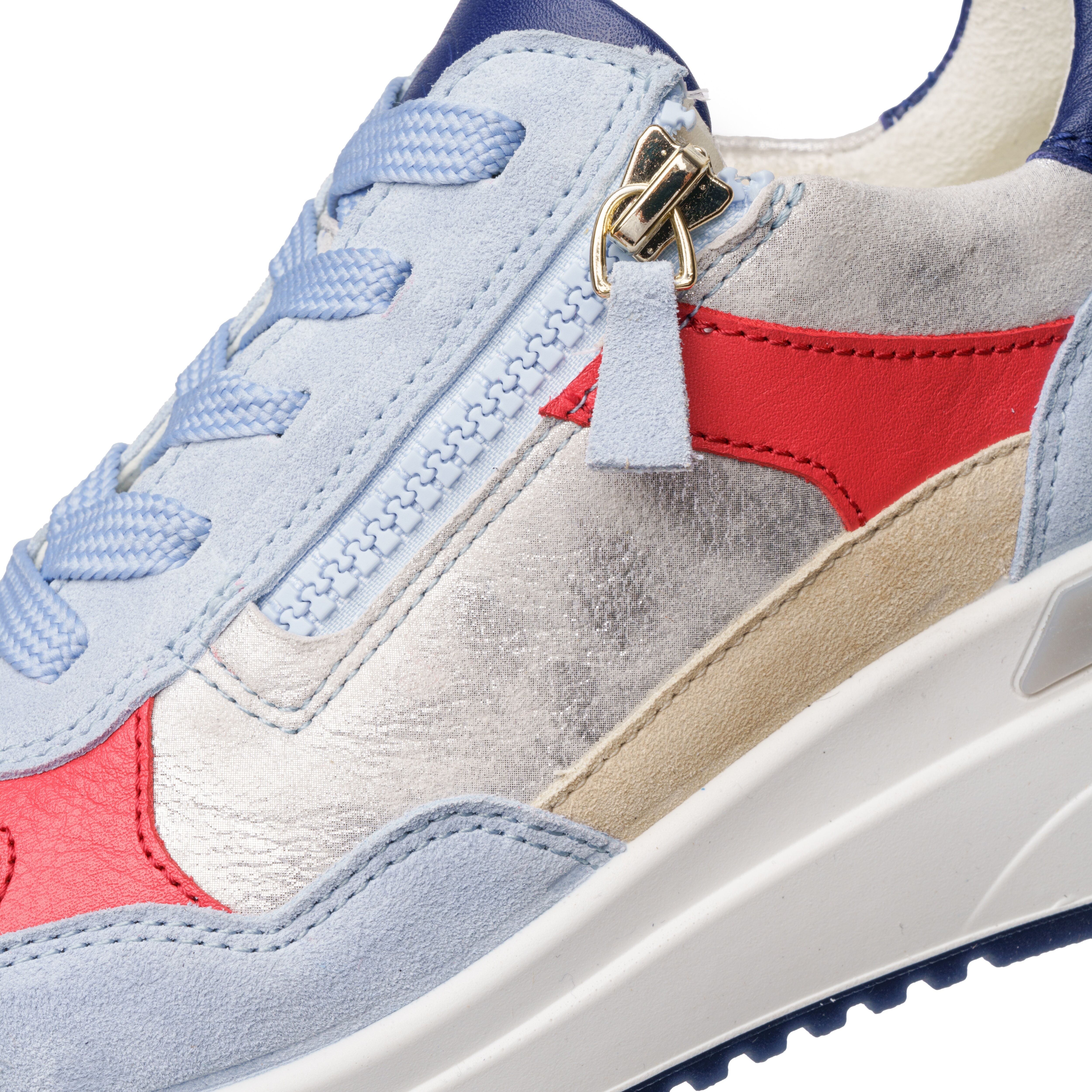 Keilsneaker ARA "GARDA", Damen, Gr. 7,5 (41,5), atmungsaktiv, blau (hellblau kombiniert), Glattleder, Veloursleder, kontrastfarbene Details, Schuhe Keilsneaker, Plateausneaker, Keilsneaker mit Wechselfussbett in H-Weite hellblau kombiniert 7,5 (41,5), atm
