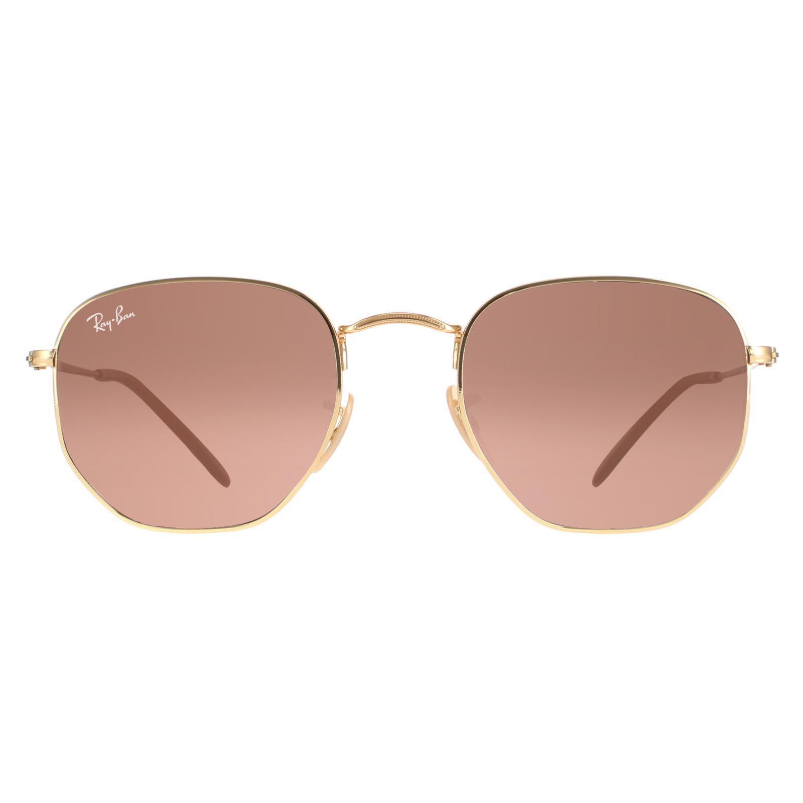 Ray-Ban Vierkant unisex gepolijst goud bruin gradiënt zeshoekige rb3548n