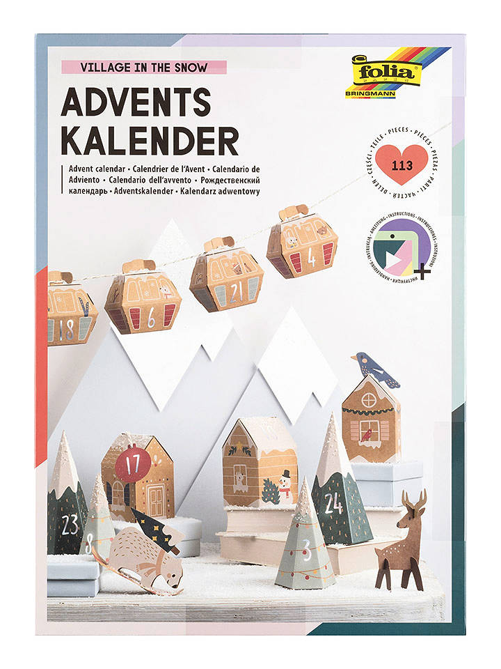 folia PAPER Adventskalender-Bastelset "Village in the snow" in Hellbraun - onesize