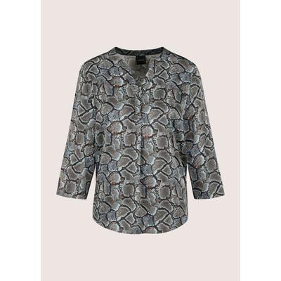 Tunika MADELEINE "Bluse Tunikabluse mit Schlangenprint", Damen, Gr. 34, bleigrau, schwarz, Tuniken