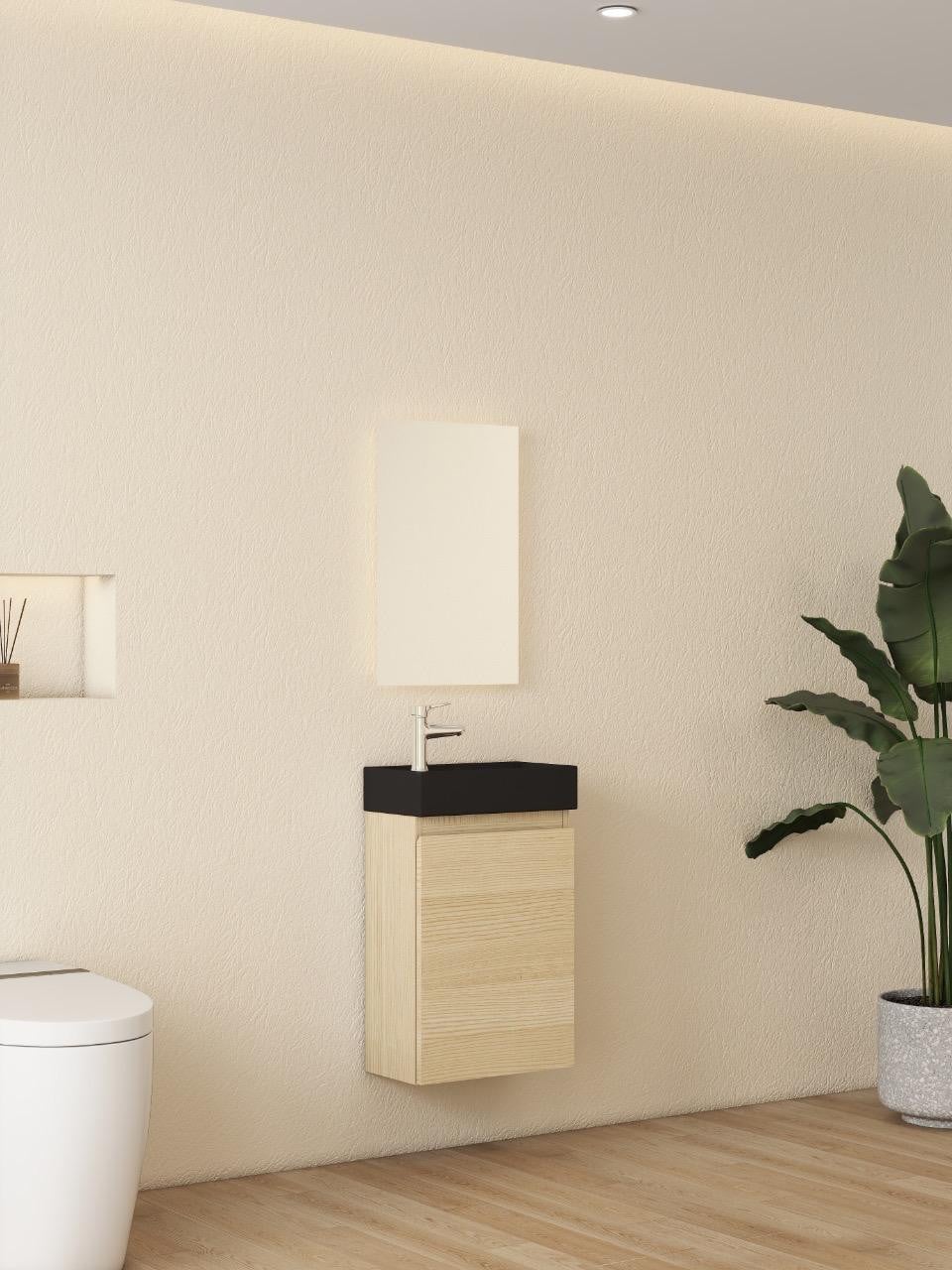 Quality Heating Wastafelmeubel in hout en keramiek voor de badkamer