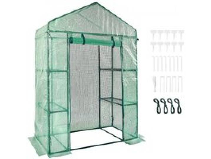 VEVOR Foliengewächshaus 141x74,5x205cm Tomatengewächshaus 15kg Tragfähigkeit Treibhaus Gartenhaus Frühbeet PE-Material Stahlrohr Tomatenhaus Gemüse Gewächshaus mit 4 Regalen Pflanzenhaus