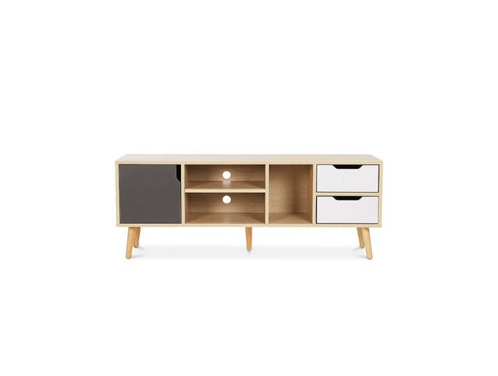 Meuble TV en Bois - Design Scandinave - Haley Gris