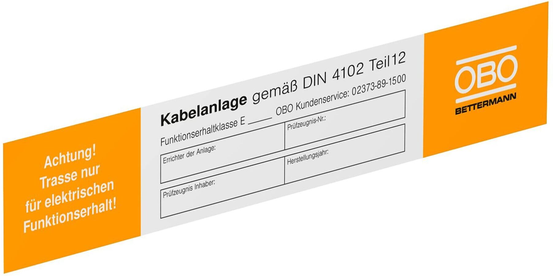 OBO Bettermann Vertr Kennzeichnungsschild für Funktionserhalt KS-E DE (7205423)