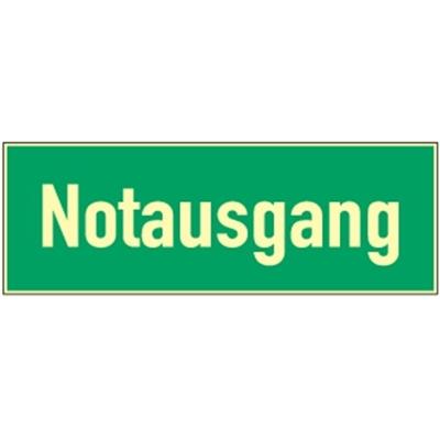 Notausgang, Textschild, Folie, langnachleuchtend, 160-mcd, 297x148 mm