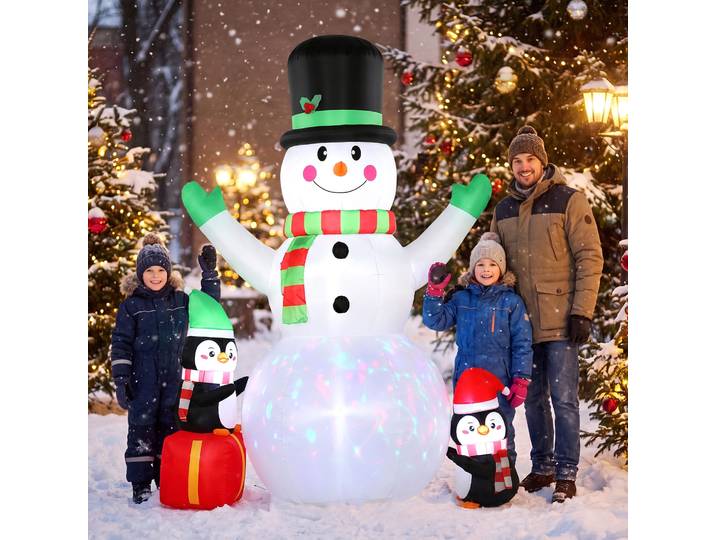 Outsunny Bonhomme de Neige Gonflable 243cm LED Extérieur Noël