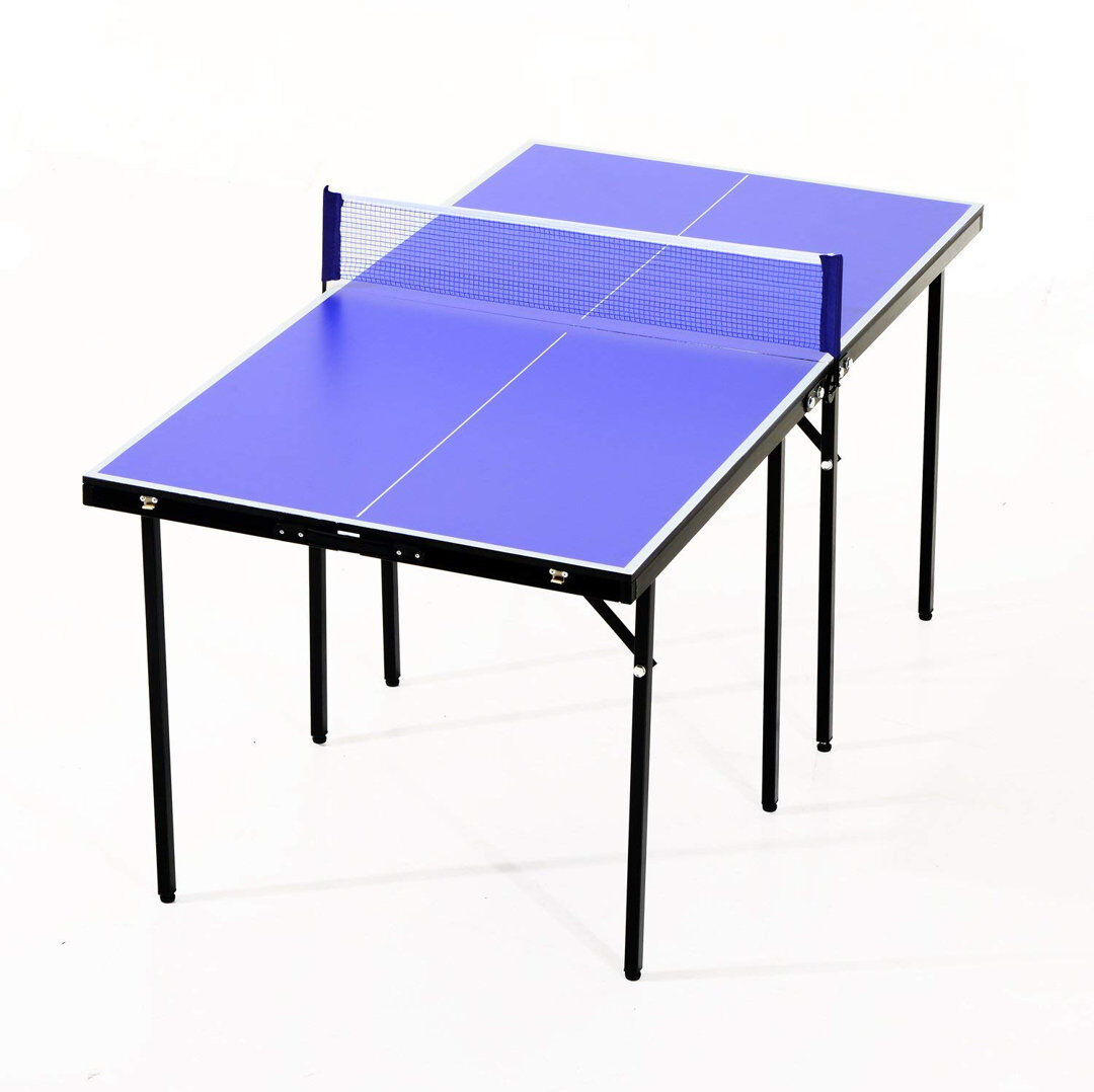 Freeport Park Cochran Folding 5ft Mini Compact Table Tennis Top Ping Pong Table Set Blue Blue