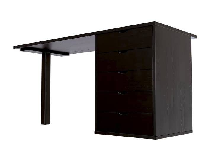 Bureau bois massif 5 tiroirs Noir