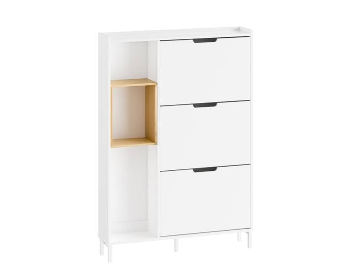 Meuble à chaussures à 3 portes blanc 90x19x129.5cm moderne