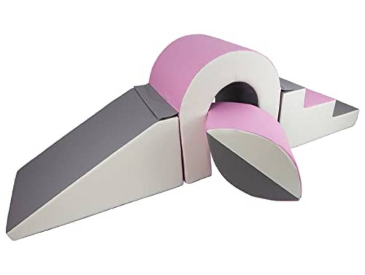Brücke-Set 4 Großbausteine Schaumstoffbausteine XXL-Softplay-Spielbausteine (Farbe: weiß, rosa, grau)