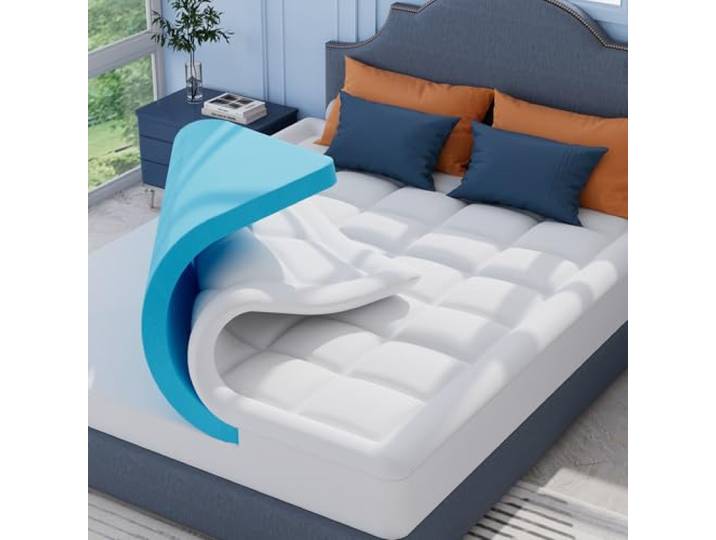 ELEMUSE Gel Matratzen Topper 140x200cm, H3-weiß，7cm Höhe Topper mit waschbarem flauschigem Bezug und Gelschaum – für Boxspringbetten, unbequeme Betten und Schlafsofas