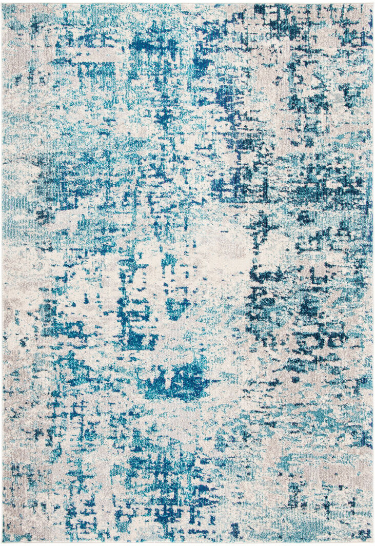 Astoria Grand Abstract Area Rug Ivory/ Blue Rectangle 183 x 274 cm