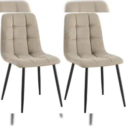 Proregal CHEFGASTRO 2er Set Esszimmerstuhl IOWA Cord HxBxT 84x45x55cm Taupe Küchenstuhl