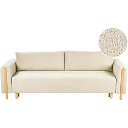 SCHLAFSOFA 3-Sitzer Bouclé Cremeweiß mit Stauraum Kvam
