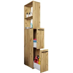 VCM Badmöbel Nischenschrank Raumteiler Badschrank Midischrank Schublade Sadilo XL Honig-Eiche