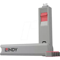 LINDY 40425 - USB-C-Port Schloss (1x Schlüssel, 4x Schlösser), pink