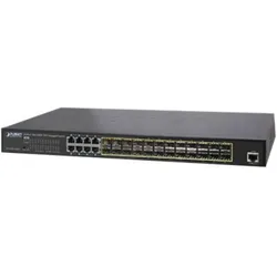 Planet L2+/L4 24-Port 100/1000X SFP 8 Shared TP Managed Switches Static Routing IPv4/IPv6 W/ 48V Redunda... (24 Ports), Netzwerk Switch, Schwarz