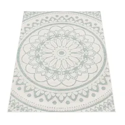 FLACHWEBTEPPICH, mit Mandala-Muster, Türkis, 80 x 150 cm