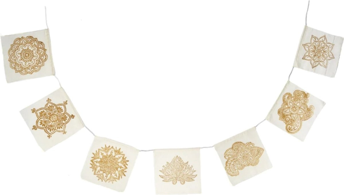 Koperberg Arts & Crafts Mandala Bunting Woonslinger Goud-Wit