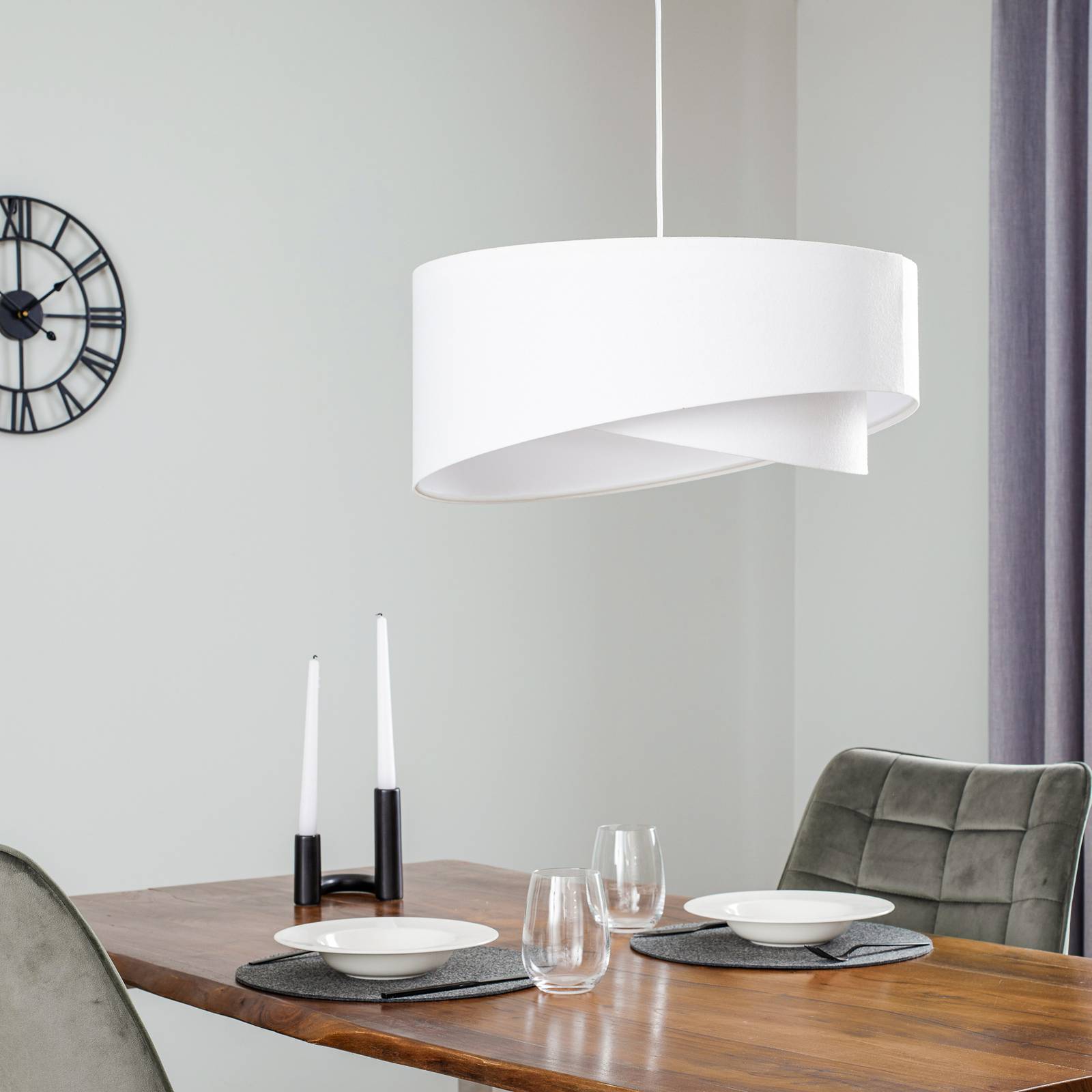 Hängelampe Vivien Maco Design, dimmbar, weiß / opal, für Wohn- / Esszimmer, Textil / Stoff / Seide, Modern, Pendelleuchte