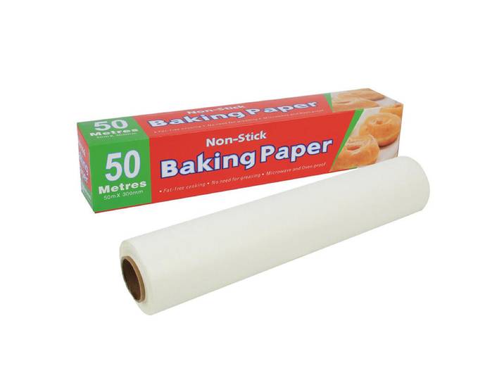 Rouleau de Papier Cuisson Antiadhésif 30cm*50m, Feuilles Prédécoupées Résistantes à la Graisse pour Four et Friteuse à Air, Papier de Cuisson Non Blanchi