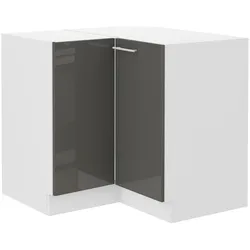 Eckunterschrank 90x90 cm Lara Grau Hochglanz Küchenzeile Küchenblock Küche