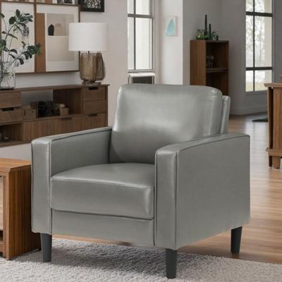 "32.25"" Leatherette Track Arm Accent Chair with Tapered Feet and Webbed Decking and Attached Cushion"